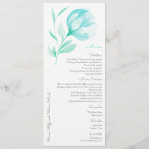 Aquamarines Hochzeitsmenü für Peonies Menükarte