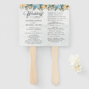 Aquamarines Hochzeitsprogramm Hand Fan Fächer