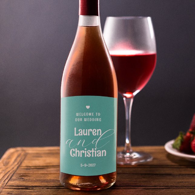 Aquamarines Hochzeitsweinlabel Scripture Weinetikett (Von Creator hochgeladen)