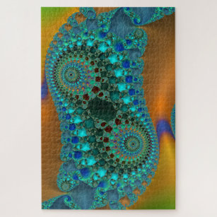 Aquamarines holografisches Fraktal Abstrakt Art Puzzle