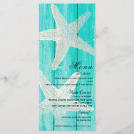 Aquamarines Holz & Starfish Elegantes Strandmenü K Menükarte