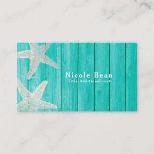 Aquamarines Holz & Starfish Strand Elegante Chic T Visitenkarte