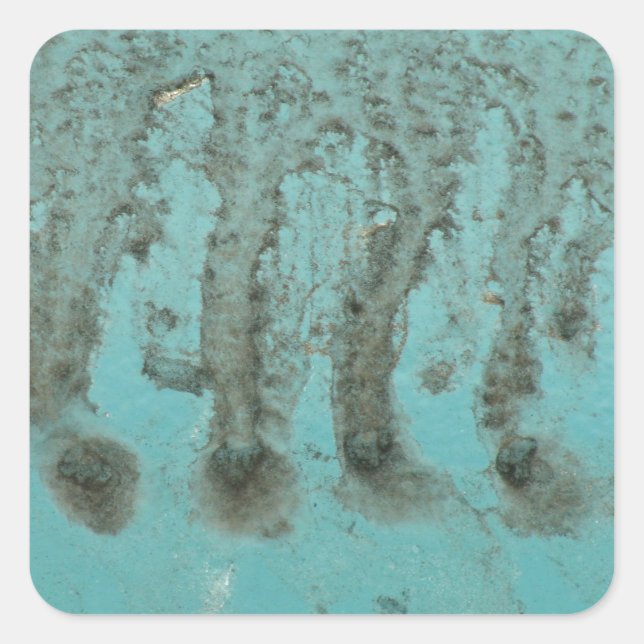 Aquamarines industrielles Shabby Chic Quadratischer Aufkleber (Vorderseite)