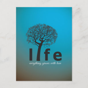 Aquamarines Inspirational Leben-Baum-Zitat Postkarte