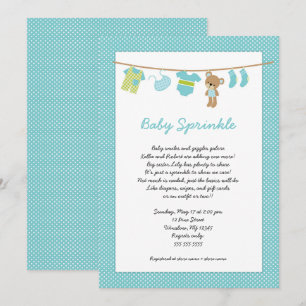 Aquamarines JungeClotheslinebaby besprühen Einladung