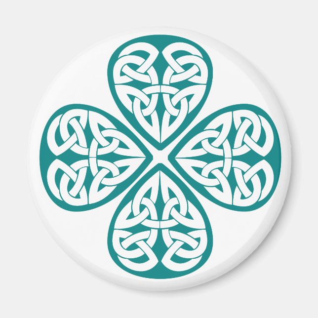 Aquamarines Kleeblatt Celtic Knot Magnet (Vorne)