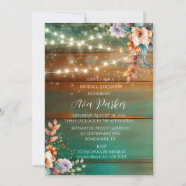 Aquamarines Kupfer Holzpeony Light Brautparty Einladung