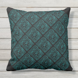 Aquamarines Labyrinth auf schwarzem riesigem Kissen