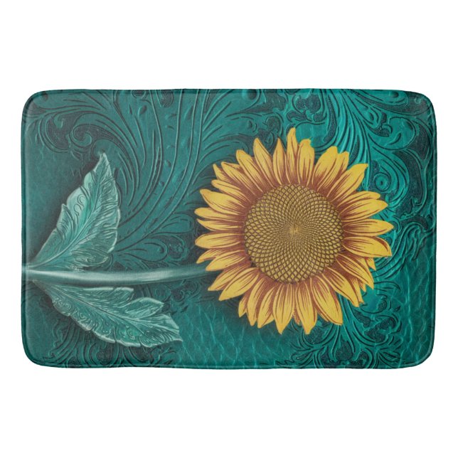 Aquamarines Leder Badematte (Vorderseite)