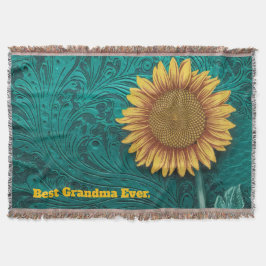 Aquamarines Leder Gelbe Sonnenblume Decke