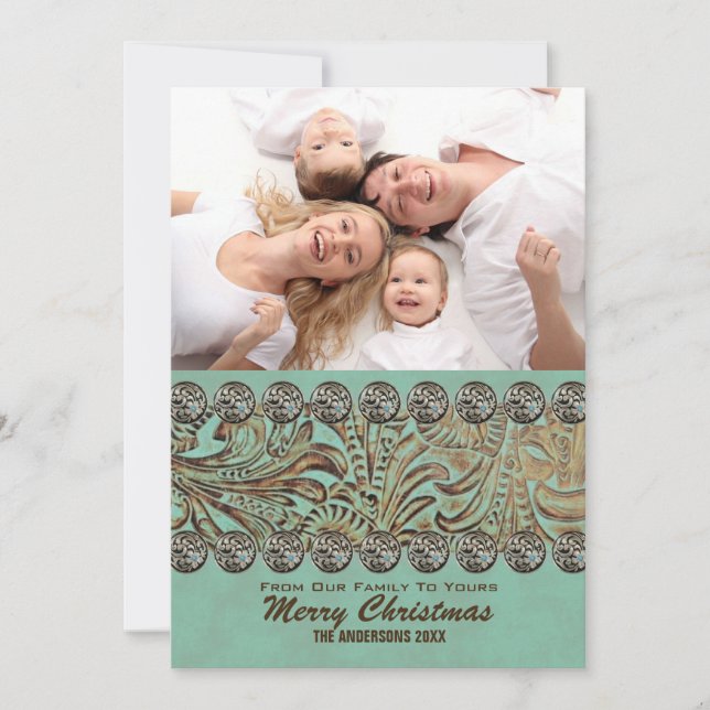 Aquamarines Leder Land Western Weihnachten Foto (Vorderseite)