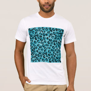 Aquamarines Leopard-Druck-Muster T-Shirt