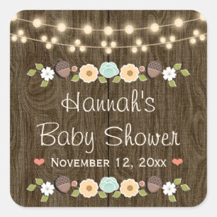 Aquamarines Lichtzeichenband Rustikales Fall Braut Quadratischer Aufkleber