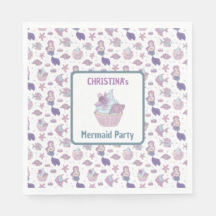 Aquamarines Lila Mermaid Birthday Party Serviette