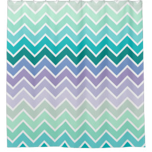 Aquamarines lila Ombre Zickzack Muster Duschvorhang