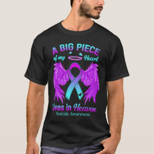 Aquamarines Lila Ribbon Engel Wing Suizidbewusstse T-Shirt