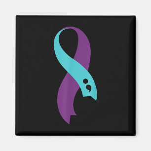 Aquamarines Lila Ribbon Semicolon Suizidprävention Magnet