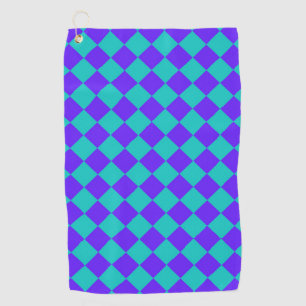 Aquamarines Lila Schachbrett Diamantmuster Golfhandtuch