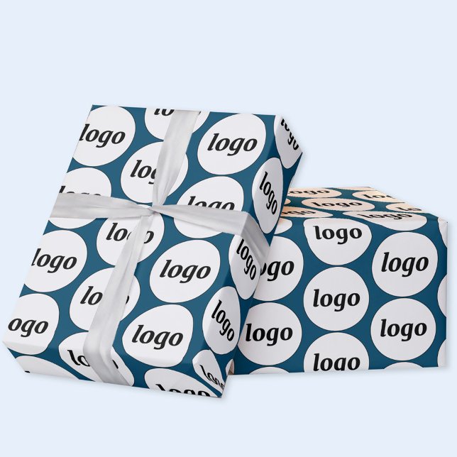 Aquamarines Logo-Geschäftsmodell Geschenkpapier (Simple logo pattern business branding promotional wrapping paper)