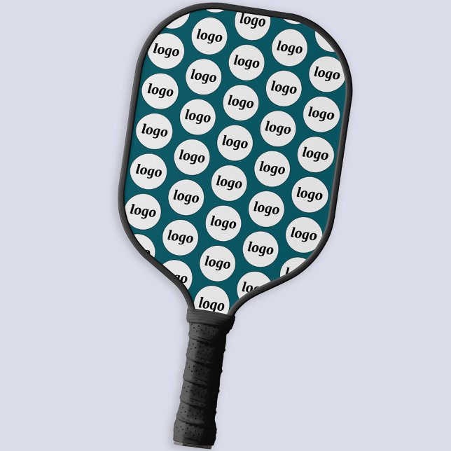 Aquamarines Logo-Geschäftsmodell Pickleball Schläger (Simple logo pattern business branding promotional pickleball paddle in teal green)