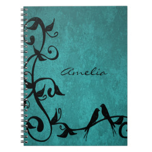 Aquamarines Lovebirds Personalisiertes Notebook Notizblock