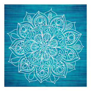 Aquamarines Mandala Blume Design Poster