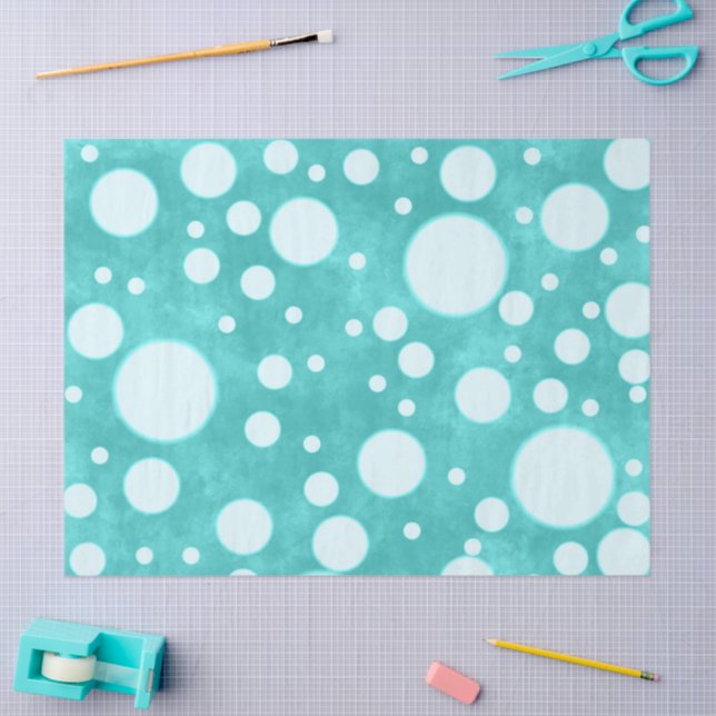 Aquamarines Marbour White Polka Dots Muster Decoup Seidenpapier (Basteln)