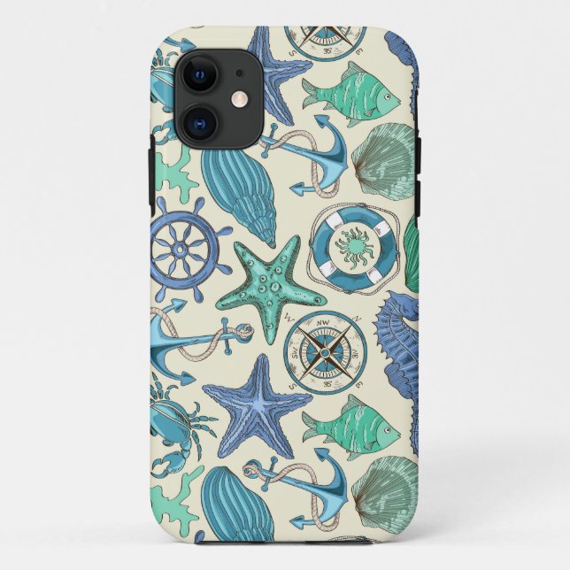 Aquamarines Meerestier-Muster Case-Mate iPhone Hülle (Rückseite)