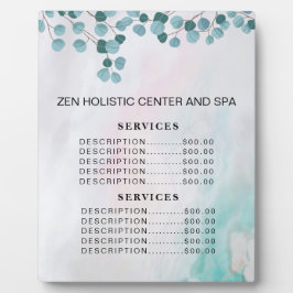 Aquamarines Menü "Eucalyptus Wellness-Center Salon Fotoplatte