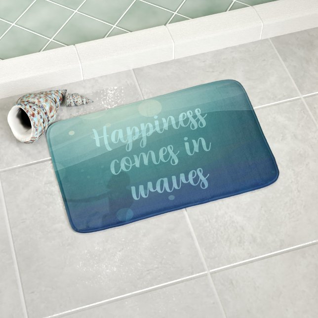 Aquamarines Mermaid-Glück kommt in Waves Custom Badematte (Happiness comes in waves bath mat with a teal mermaid silhouette. Available in 3 sizes S, M & L )