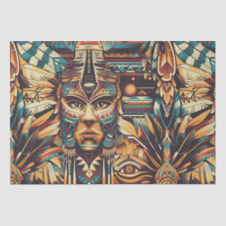 Aquamarines "mesoamerican motif"-Wrapping Tissue P Seidenpapier