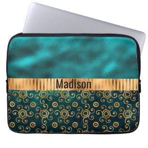 Aquamarines Metallic Swirl Personalisiert Elegant Laptopschutzhülle