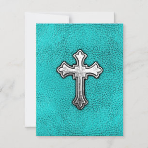 Aquamarines Metallkreuz