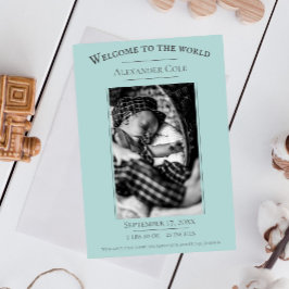 Aquamarines Minimalistisches Foto - Geburtsankündi Ankündigung