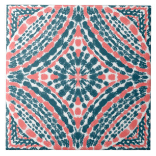 Aquamarines Mittelmeerkorallmosaik-handbemalt Fliese