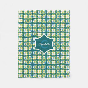Aquamarines Mix-Muster-Monogramm Fleecedecke