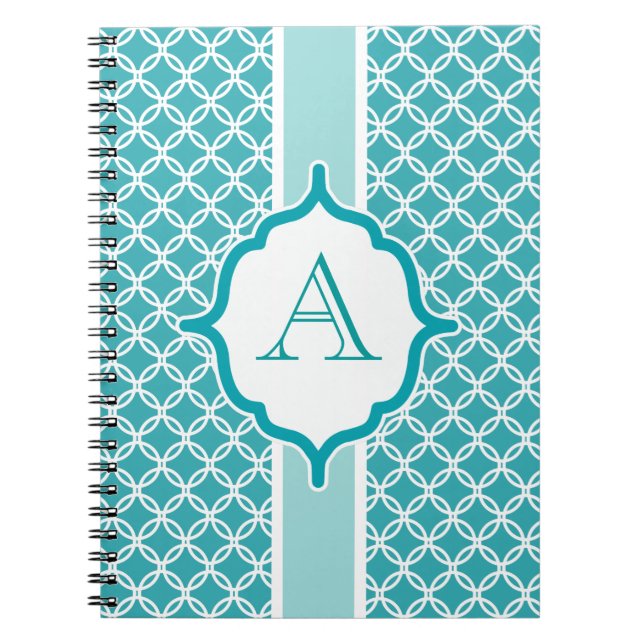 Aquamarines Monogram Journal School Notebook-Gesch Notizblock (Vorderseite)