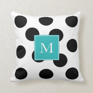 Aquamarines Monogramm der modernen schwarzen Kissen