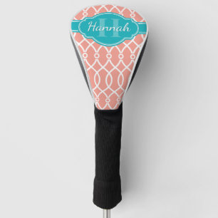 Aquamarines Monogramm in rosa weißem, elegantem Gi Golf Headcover