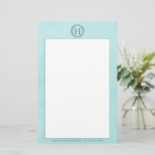 Aquamarines Monogramm-Krängungsstadium Briefpapier