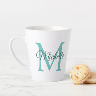 Aquamarines Monogramm mit individualisierbarem Lig Milchtasse