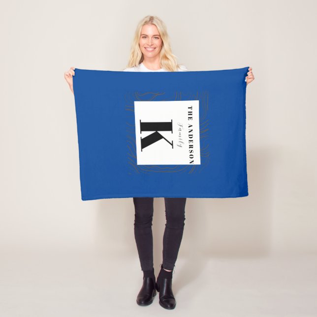 Aquamarines Monogramm modern, stilvoll und Cool Fleecedecke (Beispiel)