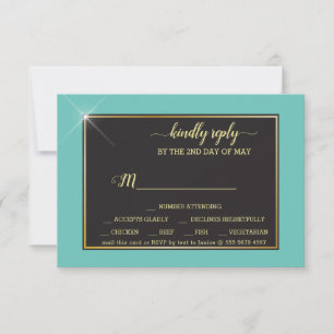 Aquamarines Monogramm 💍 Moderne Geometrie RSVP Karte