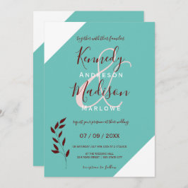 Aquamarines Monogramm 💍 Moderne Geometrische Eleg Einladung