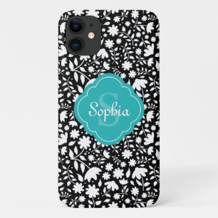 Aquamarines Monogramm Quatrefolienmuster Case-Mate iPhone Hülle