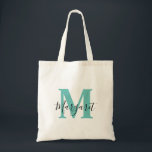 Aquamarines Monogramm Schwarzer Skriptname Totbeut Tragetasche<br><div class="desc">Aquamarine Monogram Black Script Name Tote Bag. Kann als Geschenk an Familie und Freunde an ihrem Geburtstag und Weihnachten gegeben werden.</div>