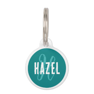 Aquamarines Monogramm und Name Haustiermarke