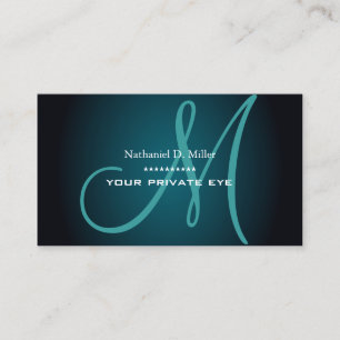 Aquamarines Monogramm Visitenkarte