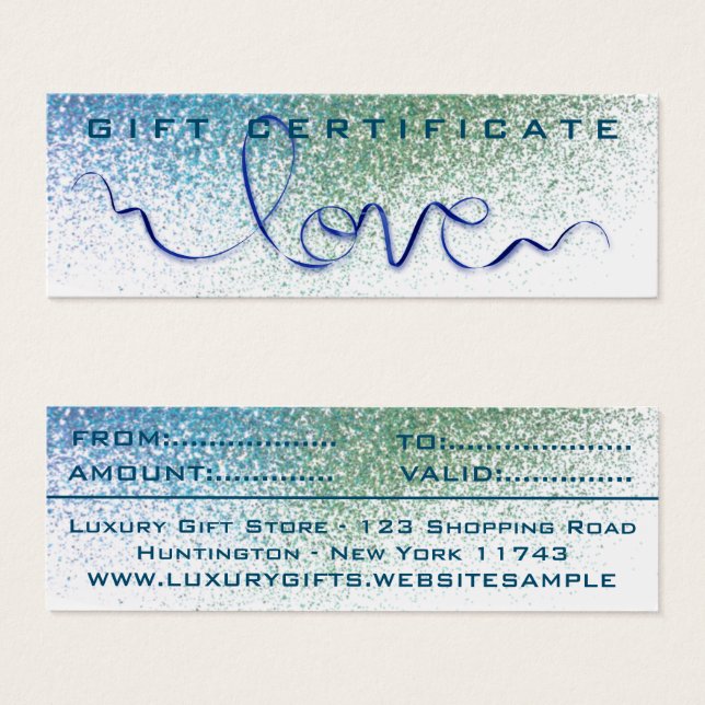 Aquamarines Multifunktionsband und Glitzer Liebe S (Vorne & Hinten)