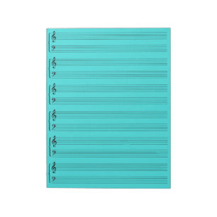 Aquamarines Musik-Blatt-Papier Notizblock